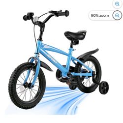 16 Inch Kids Bike Girls and Boys Blue Bike with Removable Training Wheels