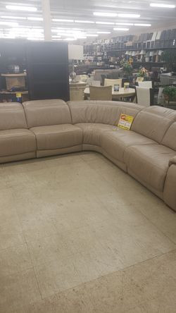 Taupe leather sectional