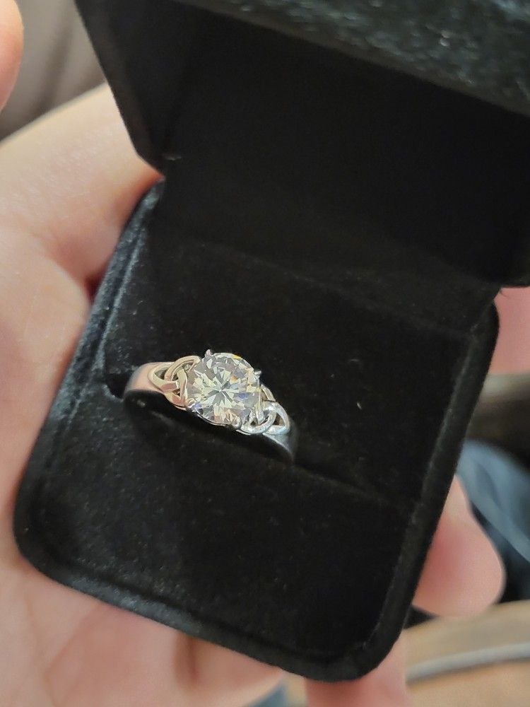 Sterling Silver And CZ Women's Size 10 1/2 Excellent Condition With Box