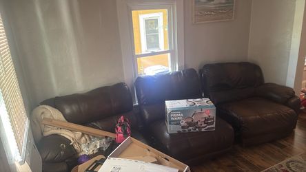 Leather brown sectional