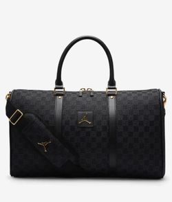 Air Jordan Monogram Canvas Large Duffle Bag Black & Gold Jacquard NWT 🏷️
