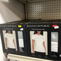 Banana Republic 3 Pack Rib Crew Neck T Shirt 
