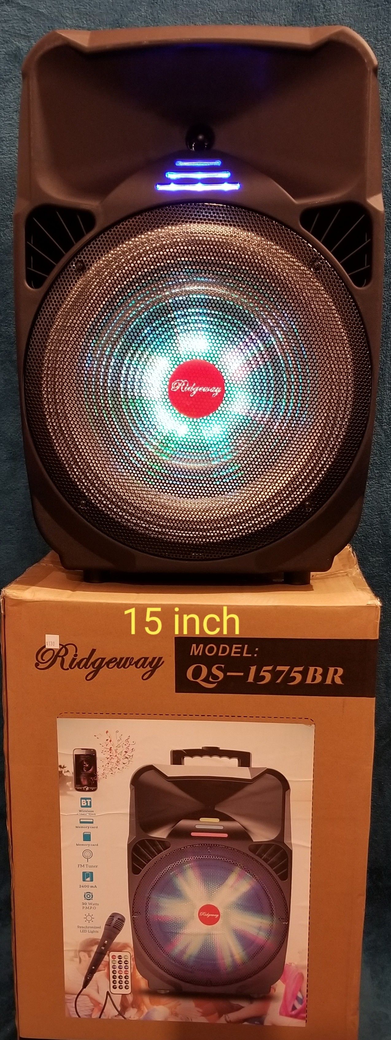 15 Inch New Bluetooth Speaker SD CardSlot USB PortFM RadioMicrophone Included For Karaoke ( Bosina ) Bz3