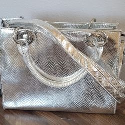 Geir Ness Laila The Essence Of Norway Silver Metalic(snakeskin) Purse/ Crossbody NWT