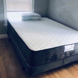 Queen thick Foam With box spring brand new delivery available 