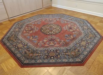Persian 8'3"Octagonal Carpet Rug With Bottom Pad