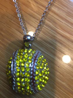 New rhinestone baseball necklace $12