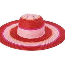 Fashion Sun Hat Pink Stripes Straw 