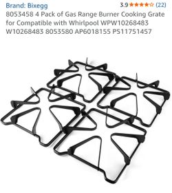 4 Pack of Gas Range Burner Cooking Grates for Whirlpool (contact info removed) WPW10268483