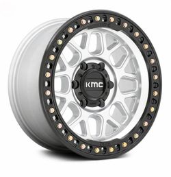 KM549 17x8.5 8x6.5 125mm 0 Offset Machined Black Lip