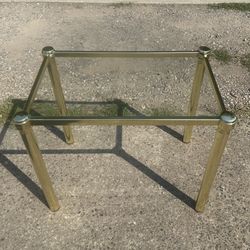 Vintage MCM Milo Baughman Style Brass and Glass Table