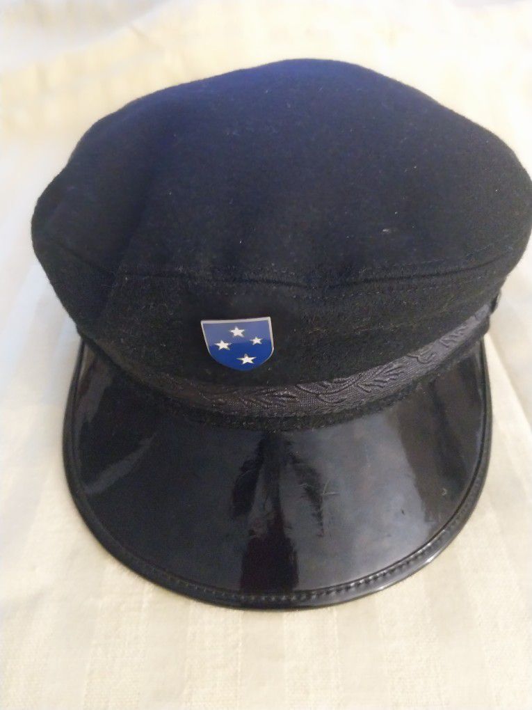 REDUCED - Vintage Grecian Fisherman cap -  (BLK Patent Leather Peak) 