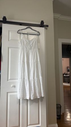 White Eyelet Tiered Midi Dress