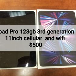 iPad Pro 3rd Gen Cellular and Wifi 128gb