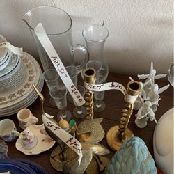 Various Antique Glassware.  **brass has been sold**