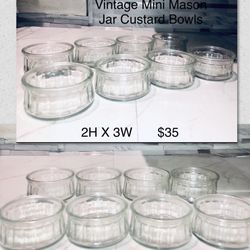 6 Pc Vintage Mini Mason Custard Jar bowls 