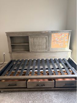 Twin Bed Frame with Storage & Outlet
