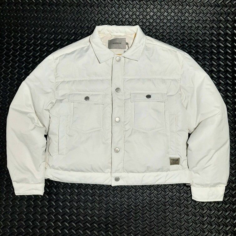 Hudson Jeans Twill Quilted Short Puffer Jacket Coat size M