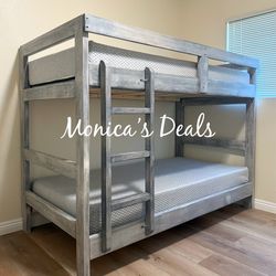 Solid Wood Twin Bunk Bed With Both Mattresses $600