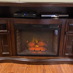 Electric wood fireplace mantle