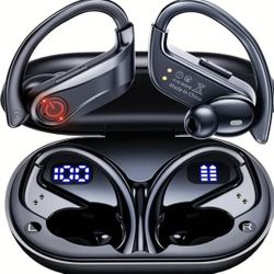 Wireless Over-Ear Earbuds, 5.3 Bluetooth, 120H Playtime, LED Display