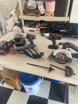 Batteries, tools craftsman with bag