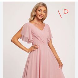 Long Pink Formal Dress, Prom, Bridesmaid Size 10