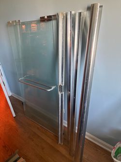 Frameless Glass Shower Door with Stainless Steel Hardware & Frame – 58” H x 30” W