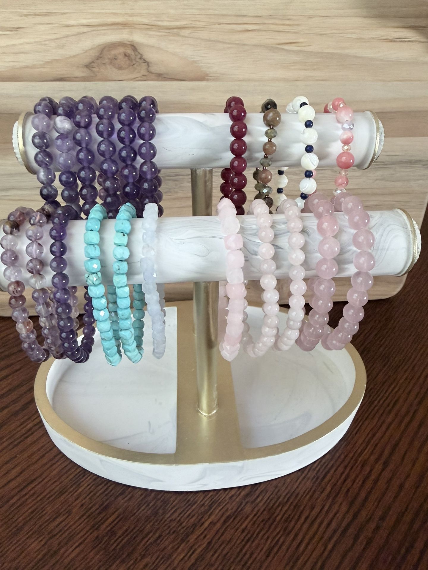 Gemstone stretch bracelets