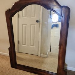 Vintage Large Wall Wood Mirror