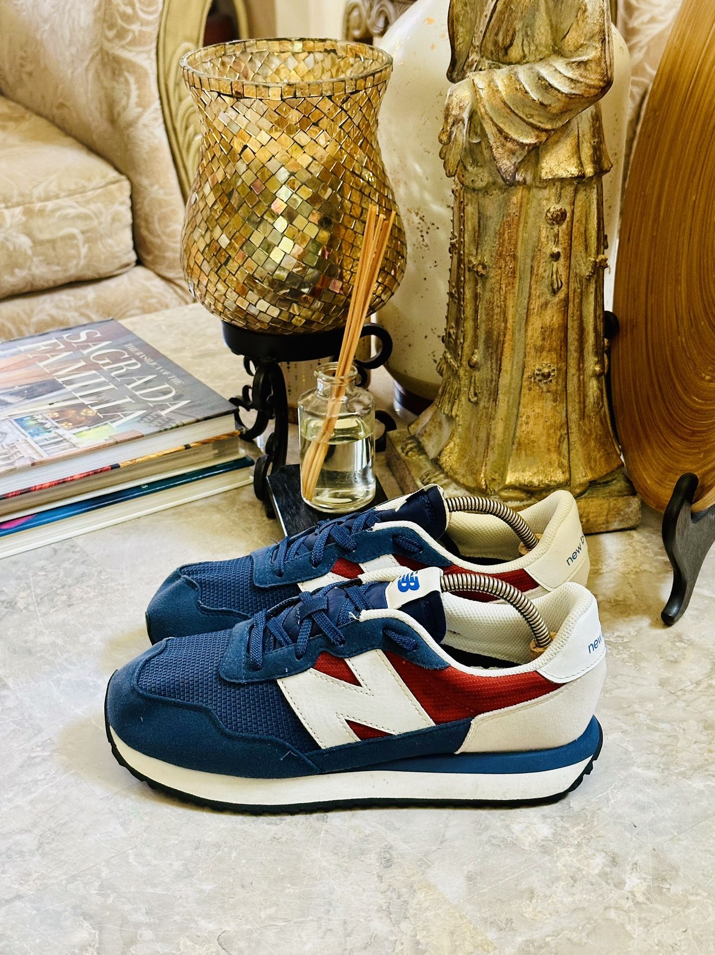 New Balance Women's 237 GS237TR Retro Shoes Red/White/Blue Size 7