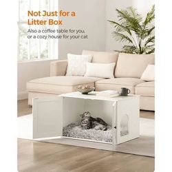 New Hidden Cat Litter Box Enclosure with Removable Divider Indoor White