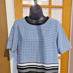 Forever 21 Contemporary Blouse Blue Black Short sleeve sophisticated Size Small