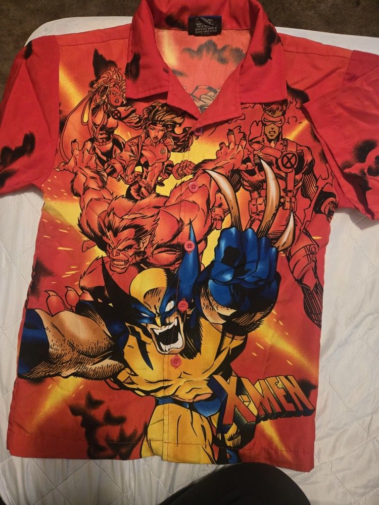 BOYS SIZE 10/12 XMEN BUTTON UP NO FLAWS LIKE NEW NO FLAWS