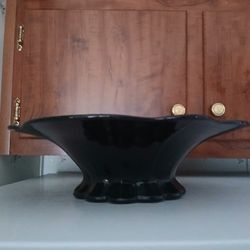 Vintage Black Amethyst Glass Bowl 