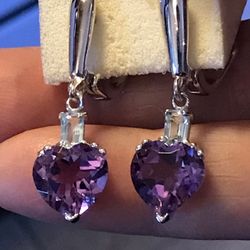 Amethyst & CZ Earrings 925