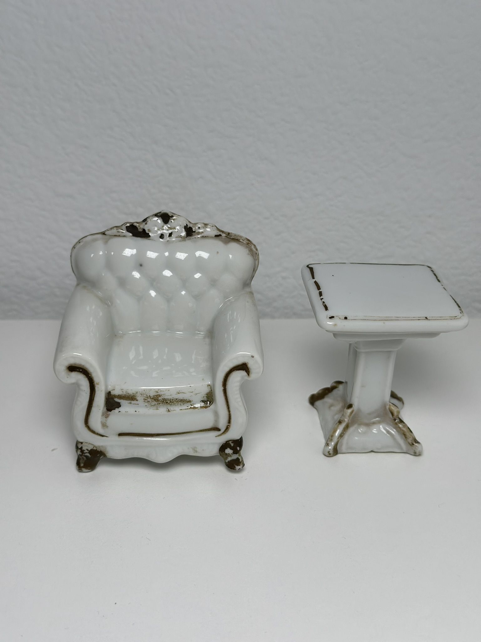 Rare Vintage Porcelain Miniature Doll House Furniture 2 Piece Living Room