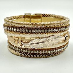 Bohemian Charm Bracelet & Bangles Metal Feather Genuin Leather Fashion Jewelry