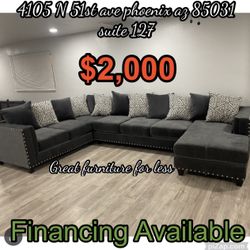 Big Sectional Grey With Pillows Brand New