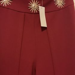 Red Wide Leg Dress Pants