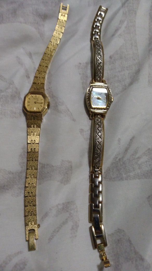 Two Antique Gold Tone Watches.