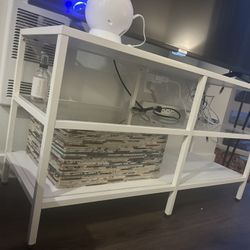Three Piece Matching White Glass Coffee TV Tables