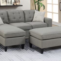 3pcs Sectional Sofa W/ Ottoman 