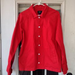 forever 21 men red jean jacket size L