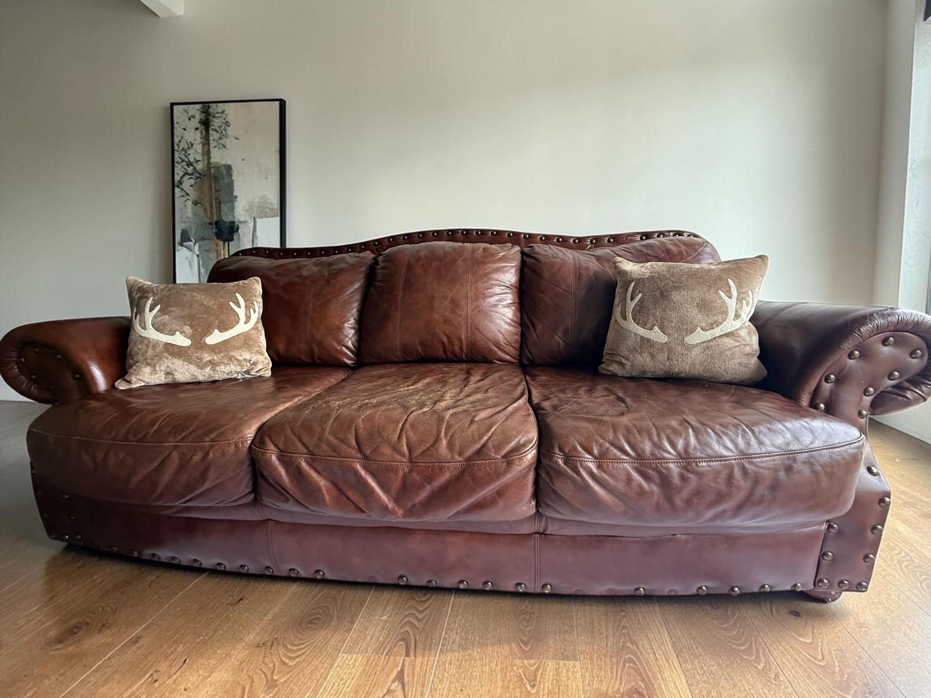 Brown leather Couch FREE DELIVERY