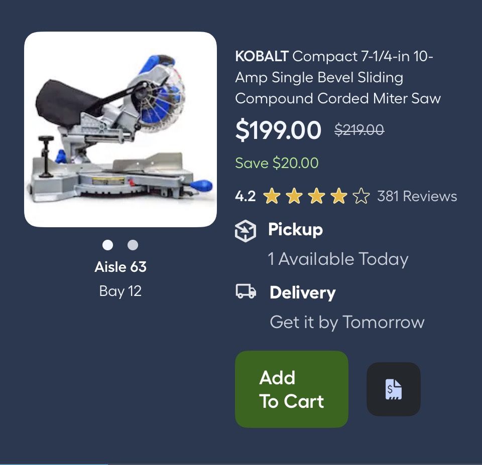Kobalt Double Bevel Mitre Saw 7/14
