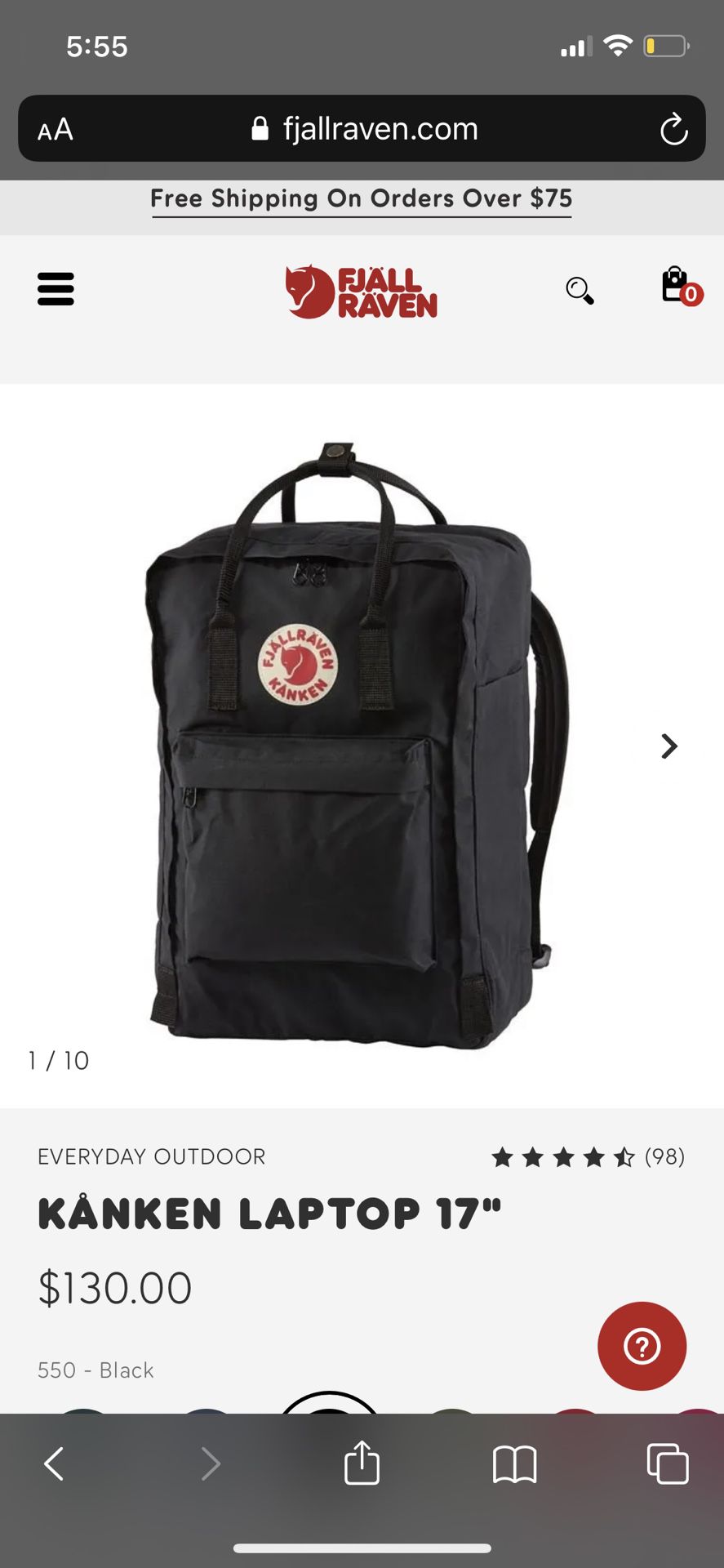 Fjallraven Kanken 17" Laptop Backpack  