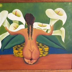 Vibrant Mexican Folk Art Painting – Oil on Canvas