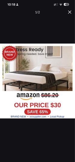 Queen Bed Frame 11 Legs Support Metal Platform with Storage Space