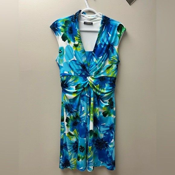 Jessica Blue and Green Midi Floral Dress